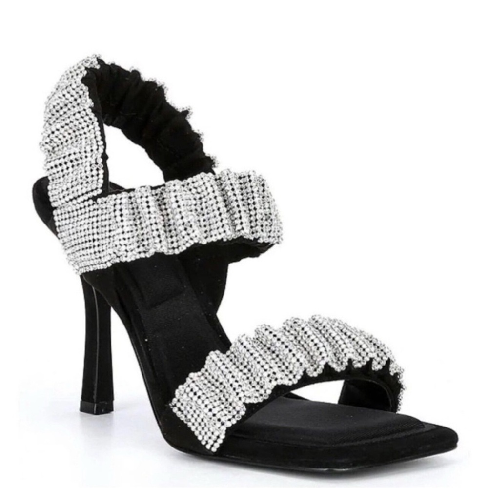 Gianni Bini Vanya Black and Silver Strappy Heels